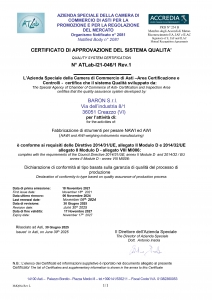 Certificato di Approvazione del Sistema Qualità